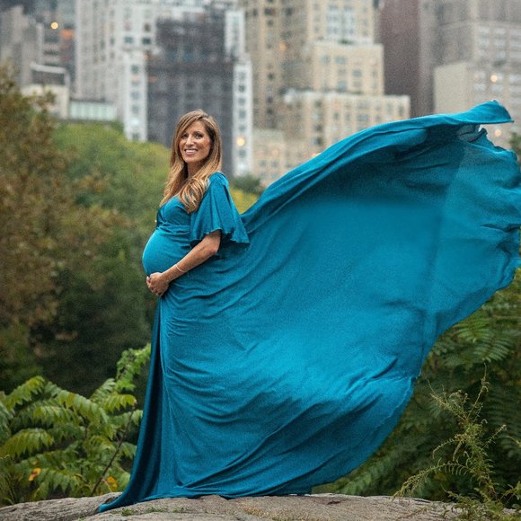 Teal Freya Maternity Gown - Picture 1 of 3